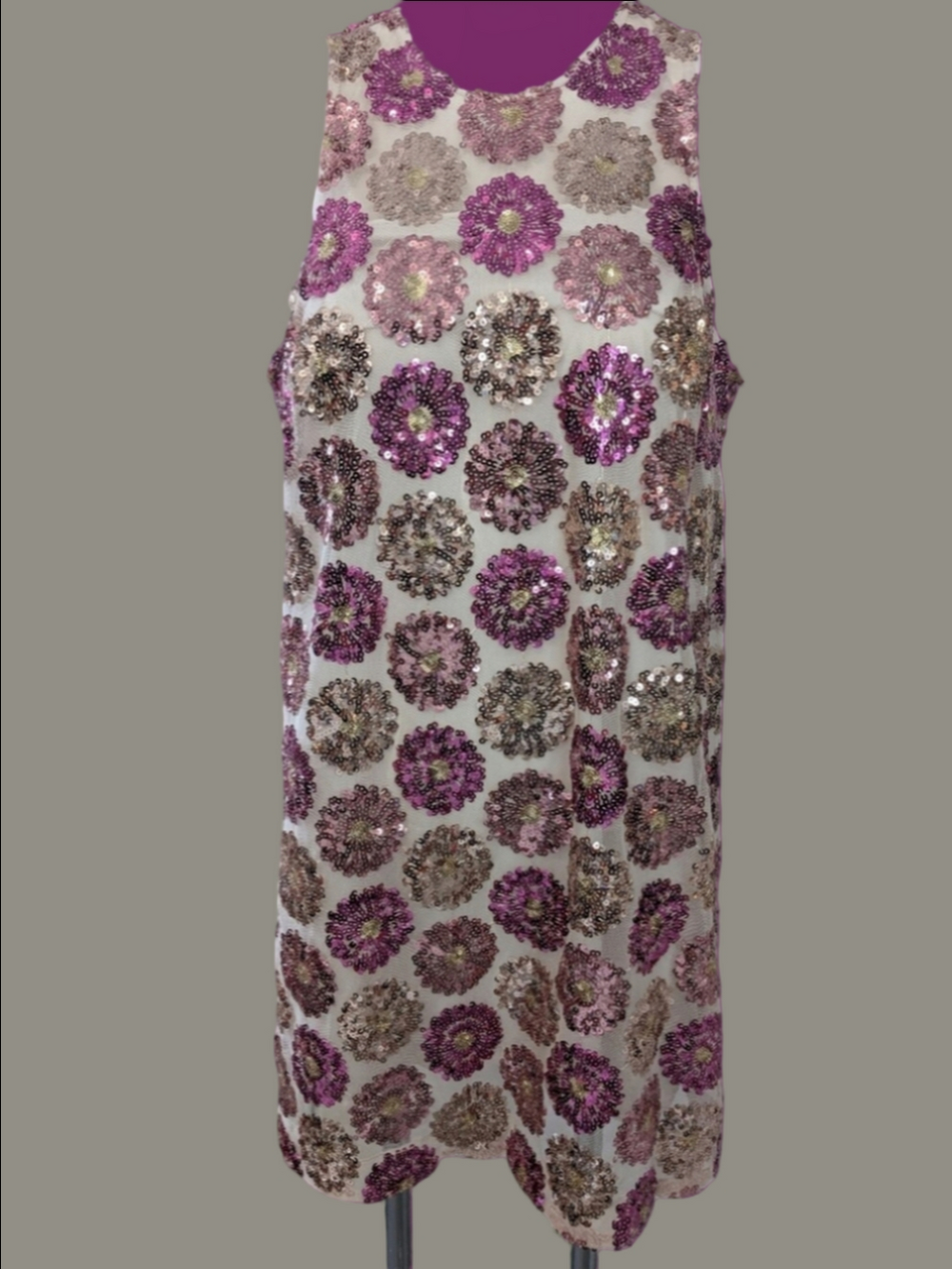 Tina Turk Shift Dress Pink  Two Tone Sequin Lace Dress Sz L NWT